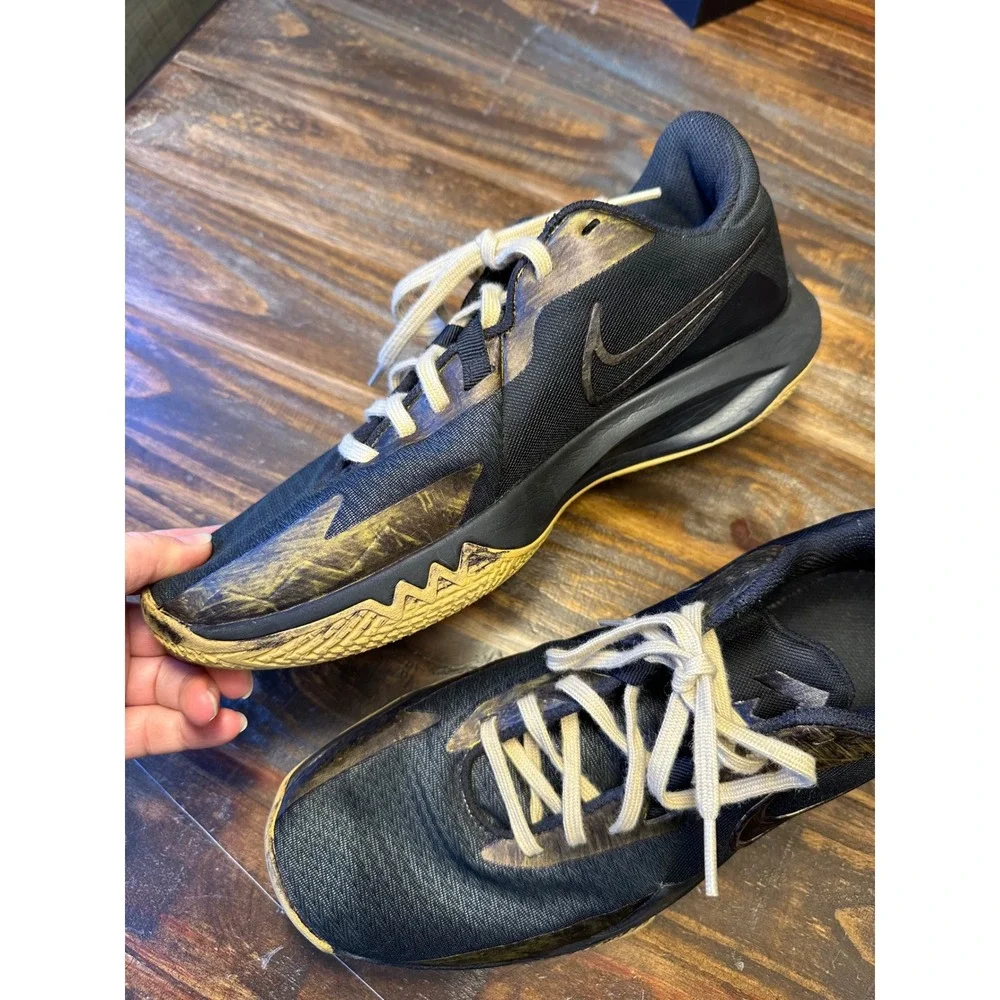 Nike Precision 6 Basketball Shoes Black Gold Men's Size 10‎ Low Top Sneakers